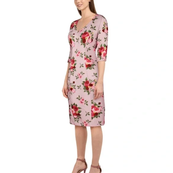 Vintage Rose Pencil Dress Pale Pink floral New - Picture 10 of 11